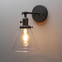 Arandela Hardwired Pathson com Interruptor, Luminária de Parede Interna com Cúpula de Vidro Transparente em Funil, Lâmpadas Vintage para Banheiro