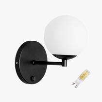 Arandela Interna Parede c/ Interruptor Botão Preto + Led