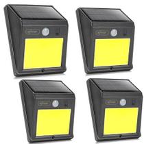 Arandela Kit 4 Luminária Solar Parede 20 Led Sensor Movimento Externa