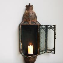 Arandela Lanterna Marroquina Rústica Envelhecida C/ Velas - EF