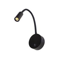 Arandela Led 3w Articulada Parede Leitura Cabeceira Preta St1105