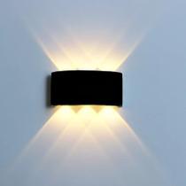 Arandela LED 6W Lente 6 Fachos Preta 3000K Quente Externa Bivolt - LED Force