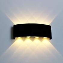 Arandela LED 8W Lente 8 Fachos Preta 3000K Quente Externa Bivolt - LED Force