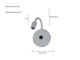 Arandela Led Cabeceira Leitura 1w 3000k Bivolt Branco