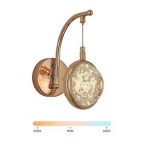 Arandela LED Parede 7W Saturno Globo Bolha Dourado 3000K Bivolt