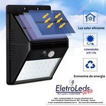 Arandela LED Solar 5w 20 leds com sensor e botão liga e desliga - Blue