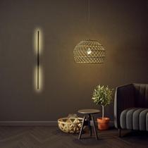Arandela Linear Moderna Preta 1m 10W 3.000K Interna Aurora ilunato