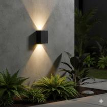 Arandela Luminária 2 Fachos Preta p/ Ambiente Externo/Interno C/ Lâmpada G9 Branco Frio 220V
