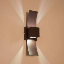 Arandela Luminária Box C/ Abas 2 Fachos Ext/int Parede Muro - Marrom