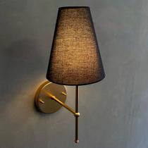 Arandela Luminária De Parede Clássica Interno Dourado de alumínio Com Cúpula Preto Ref 05 Arandela Luminária De Parede Clássica Interno Dourado de alumínio Com Cúpula Preto Ref 05
