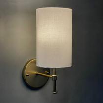 Arandela Luminária De Parede Clássica Sala ou Quarto Dourado Bivolt + Cúpula algodão Branco