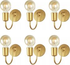 Arandela Luminária de Parede Colonial Industrial Vintage LOFT Hotel Cor Dourado 110v e 220v Kit Com 6 Arandelas