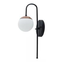 Arandela Luminaria de Parede Colonial Jabuticaba Bivolt Com Vidro Globo Cor Preto/Cobre