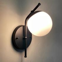 Arandela luminaria de Parede Inclinada Com Interruptor ou Sem Interruptor Com Globo Vidro 10cm