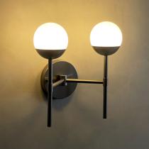 Arandela luminária de Parede Moderna Interna bivolt aluminio com 2 Globo De Vidro 12cm Arandela luminária de Parede Moderna Interna bivolt aluminio com 2 Globo De Vidro 12cm
