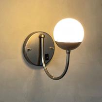 Arandela luminaria de Parede Moderna luna Com Interruptor Bivolt alumínio com Vidro Globo 12cm