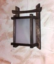 Arandela luminária de parede oriental estilo portal rustico madeira sala hotel pousada artesanal