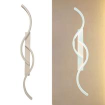 Arandela Luminária Parede 74cm Minimalista Ondas Led 3000K Bivolt Branca Sindora DCB03266