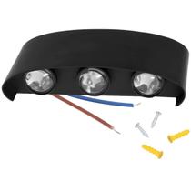 Arandela Luminaria Parede Meia Lua Luz Led 6W 6 Fachos Iluminaçao Decoraçao Garagem Quintal Jardim Predio Segurança Muro Varanda