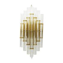 Arandela Luminaria Parede Metal Dourado e Cristal
