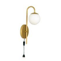Arandela Luminária Quarto Globo 12 cm Moderno Com Rabicho Dourado Fosco Arandela Luminária Quarto Globo 12 cm Moderno Com Rabicho Dourado Fosco