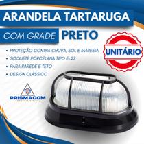 Arandela luminaria tartaruga sem grade preto