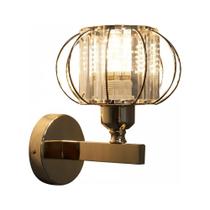 Arandela Metal e Cristal Dourado Redonda 1E27 14,5cm
