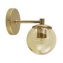 Arandela Moderna - Luminária Dourada com Globo Âmbar