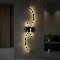 Arandela Moderna Minimalista Slim Luxo Canopla Slim 2 Perfis Curvos LED integrado 80cm