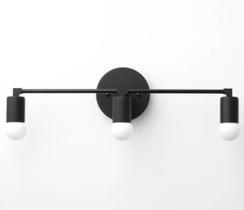 Arandela Moderna Slim Linear Metálica Minimalista P/3 lâmpadas E27 - 60cm