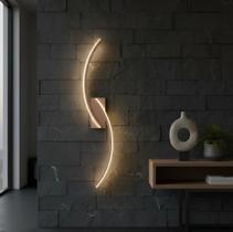 Arandela Moderna Slim Minimalista 2 Perfis Curvos LED Integrado Canopla Quadrada - 100cm