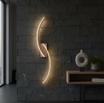 Arandela Moderna Slim Minimalista 2 Perfis Curvos LED Integrado Canopla Quadrada 100cm