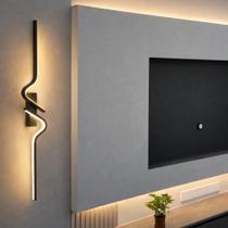 Arandela moderna slim minimalista perfis led curvos 80cm