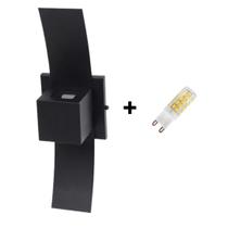 Arandela Parede Box Aba Interno Externo Preto+Lâmpada Led G9 Arandela Parede Box Aba Interno Externo Preto+Lâmpada Led G9