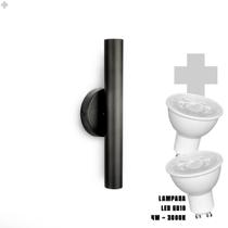 Arandela Parede Foco Duplo Slim Palito - Preto + LED GU10 Arandela Parede Foco Duplo Slim Palito - Preto + LED GU10