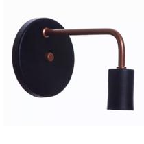 Arandela Parede Industrial Moderna Curva Preto c/ Cobre E27 Arandela Parede Industrial Moderna Curva Preto c/ Cobre E27