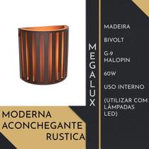 Arandela Parede Interna Meia Lua Marrom 15x15 Megalux