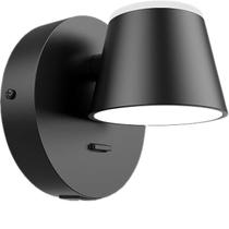 Arandela Parede Led Integrado Abajur Moderno Direcionável Com Interruptor Preto Luz Amarela 3000K Bivolt 110V 220V Para Mesa Cabeceira Sala