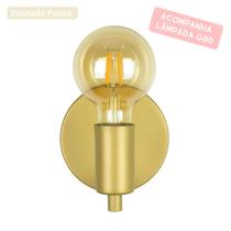 Arandela Parede Napoli Dourada Cabeceira Led Filamento G80 Arandela Parede Napoli Dourada Cabeceira Led Filamento G80