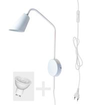 Arandela Parede New City Branco c/ Plug e tomada + LED GU10