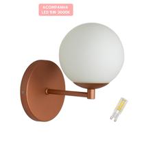 Arandela Parede Reta Globo 12 Jabuticaba Cobre Fosco C/ Led