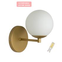 Arandela Parede Reta Globo 12 Jabuticaba Dourado Fosco C/Led