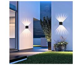 Arandela Preta + LED 5W 3000k luminária Externa Parede Muro 6 Focos Frisos Fachos