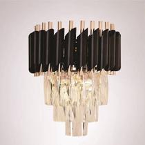 Arandela Queen Metal Preto 2xE14 Cristal 24x31cm Bivolt