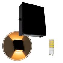 Arandela Slim 2 Focos Preta + LED G9 5W Branco Frio St1597 Arandela Slim 2 Focos Preta + LED G9 5W Branco Frio St1597