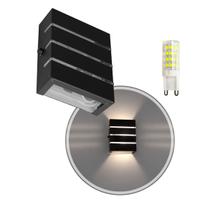 Arandela Slim Alumínio 3 Frisos Externa Preta + LED G9 Br.Frio ST2772 Arandela Slim Alumínio 3 Frisos Externa Preta + LED G9 Br.Frio ST2772