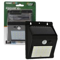 Arandela Solar 2w Sensor Presenca Preta Luz 6500K IP44