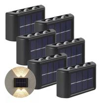 Arandela Solar 6 LEDs Focos Parede Externa Prova d'Água