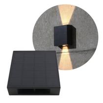 Arandela Solar LED Duplo Facho Ajustável Luz Amarela Externa Parede Jardim Fachadas ST3296