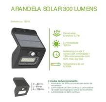 Arandela Solar Sensor De Presença Movimento 300 Lumens 6500K